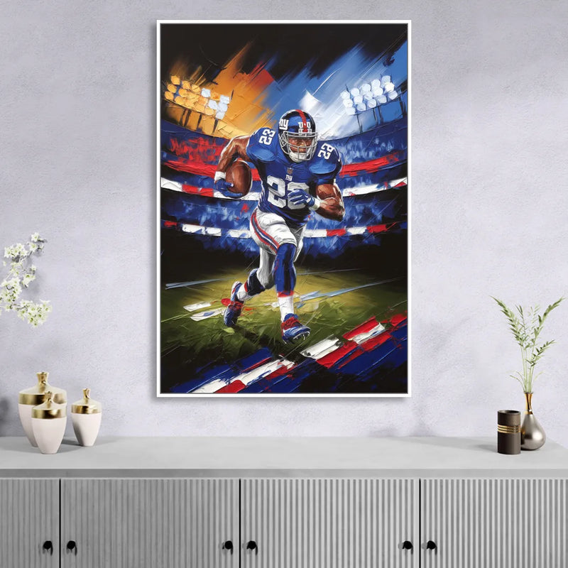 New York City Giants Football Sitting Room - White Canvas Wall Art