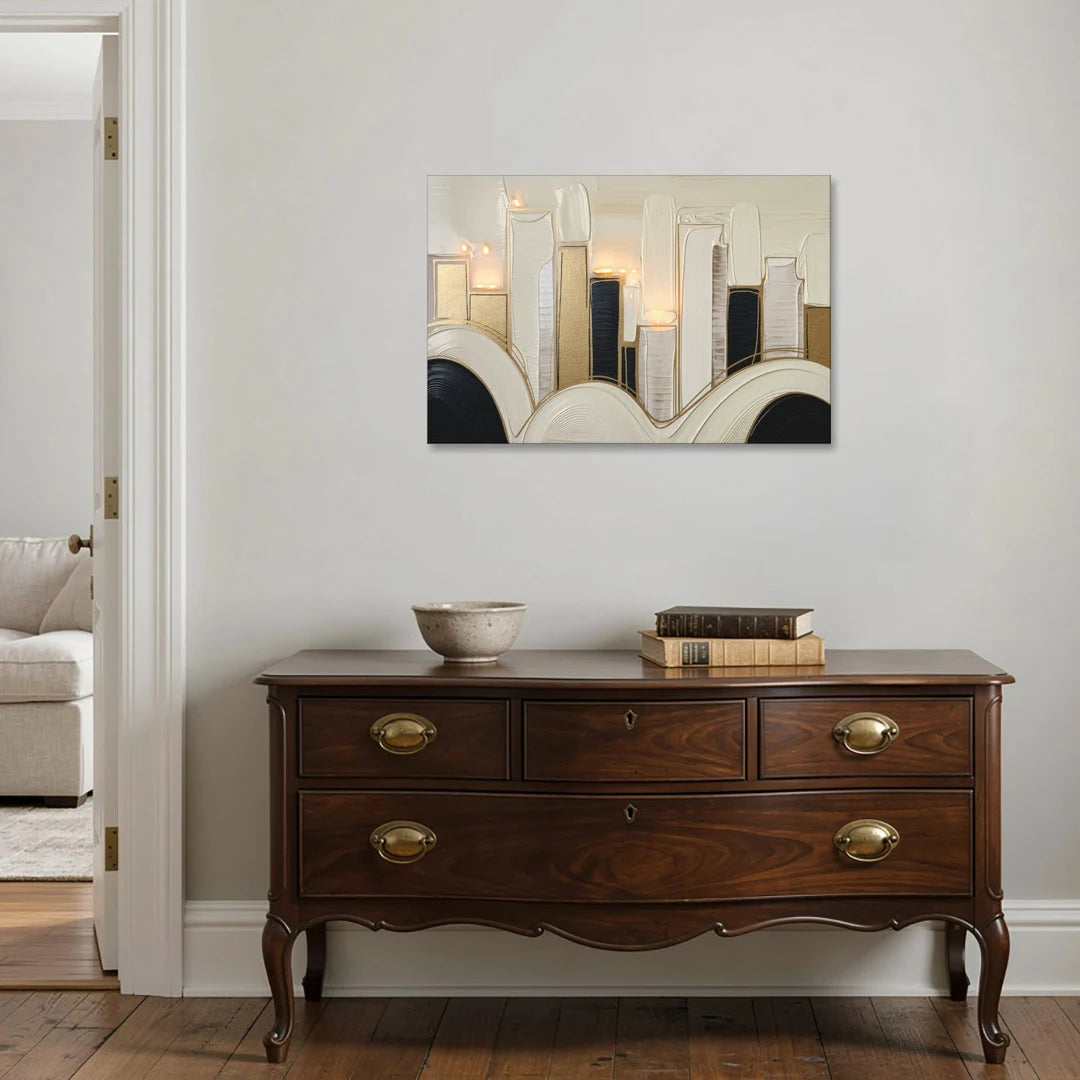 New York City Golden Glow Skyline - Canvas Wall Art - Coffee Table - 36x24
