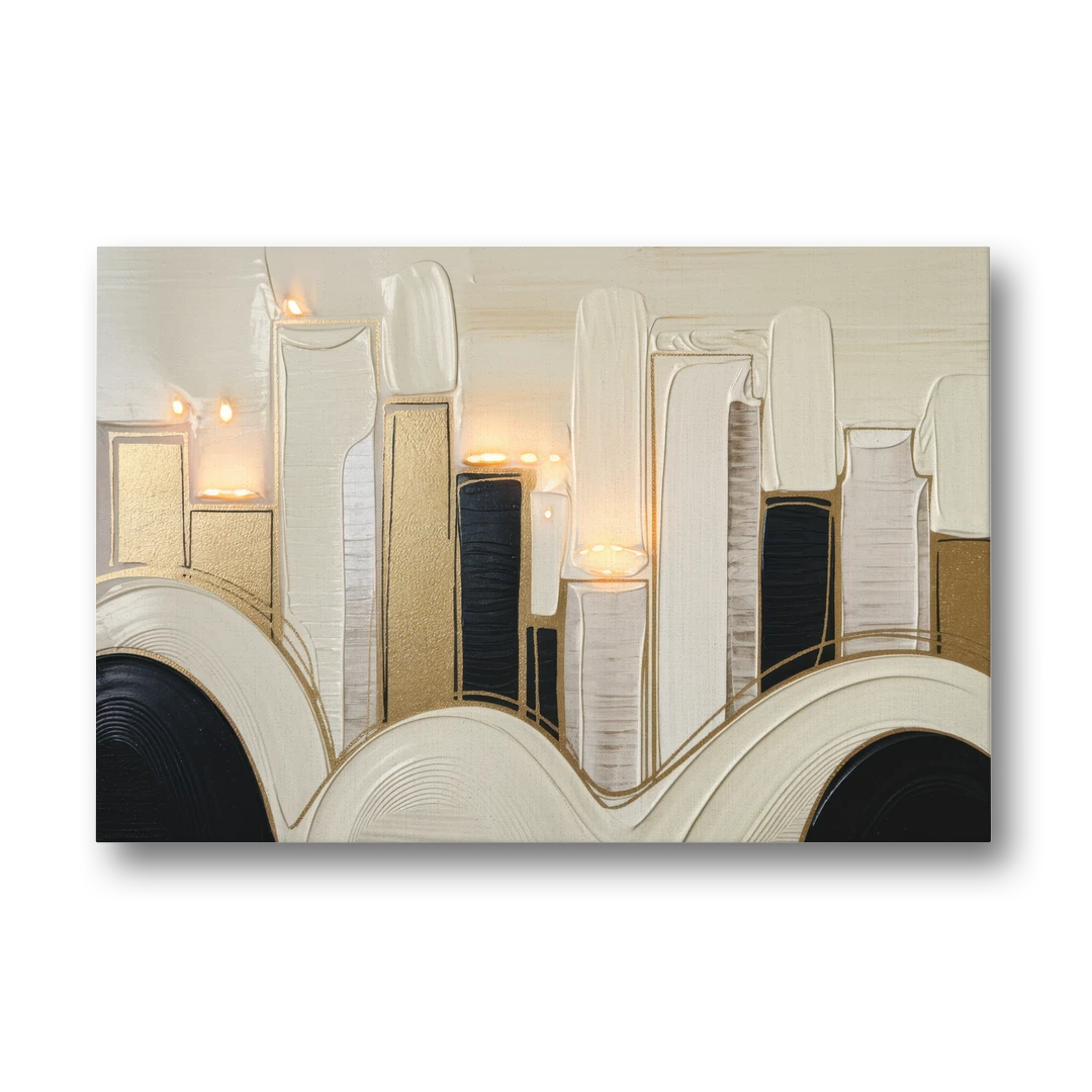 New York City Golden Glow Skyline - Canvas Wall Art - Front