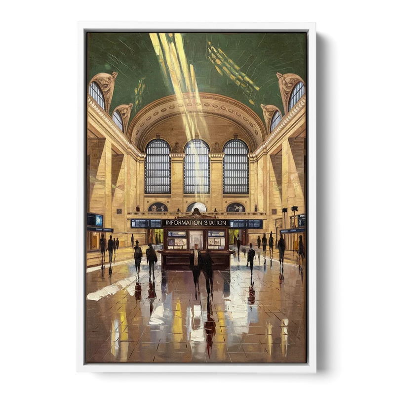 New York City Grand Central Station Front - White Canvas Wall Art