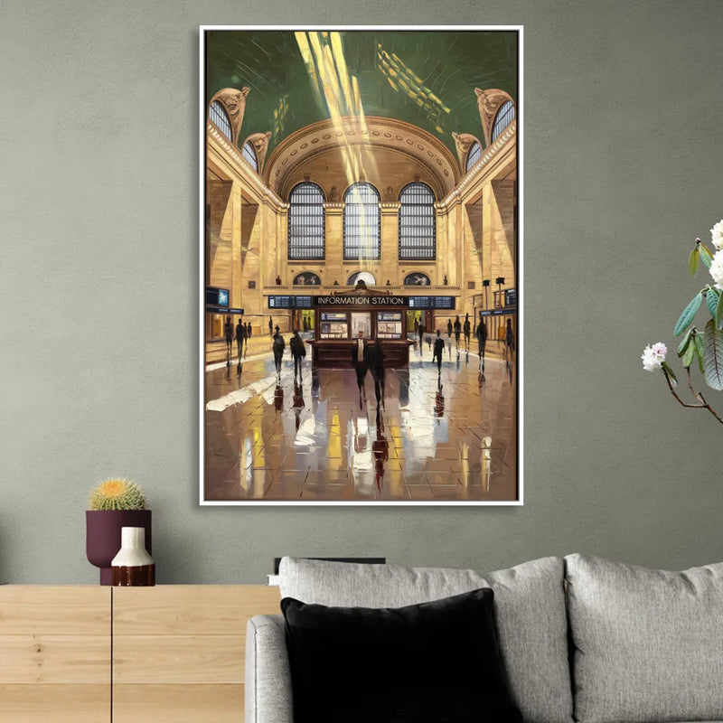 New York City Grand Central Station Sitting Room - White Canvas Wall Art