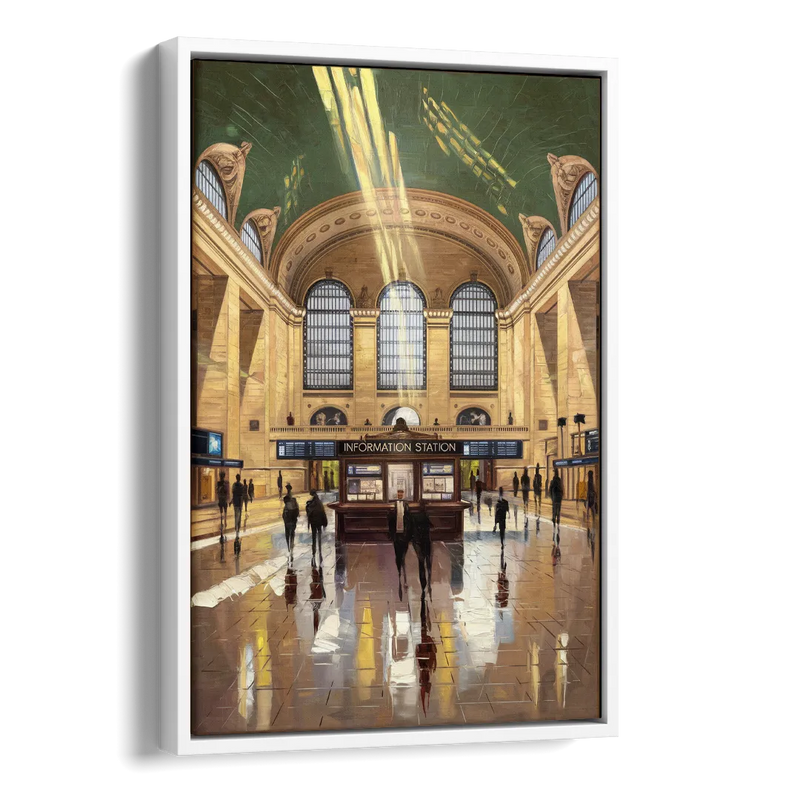 New York City Grand Central Station Side - White Canvas Wall Art