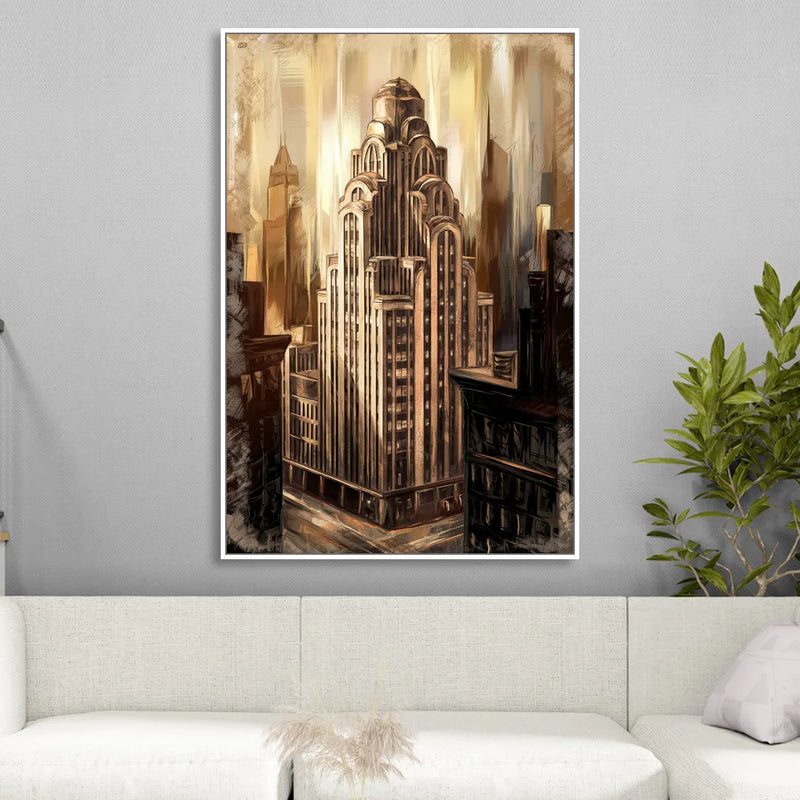 New York City Historic Architecture Sitting Room - White Canvas Wall Art