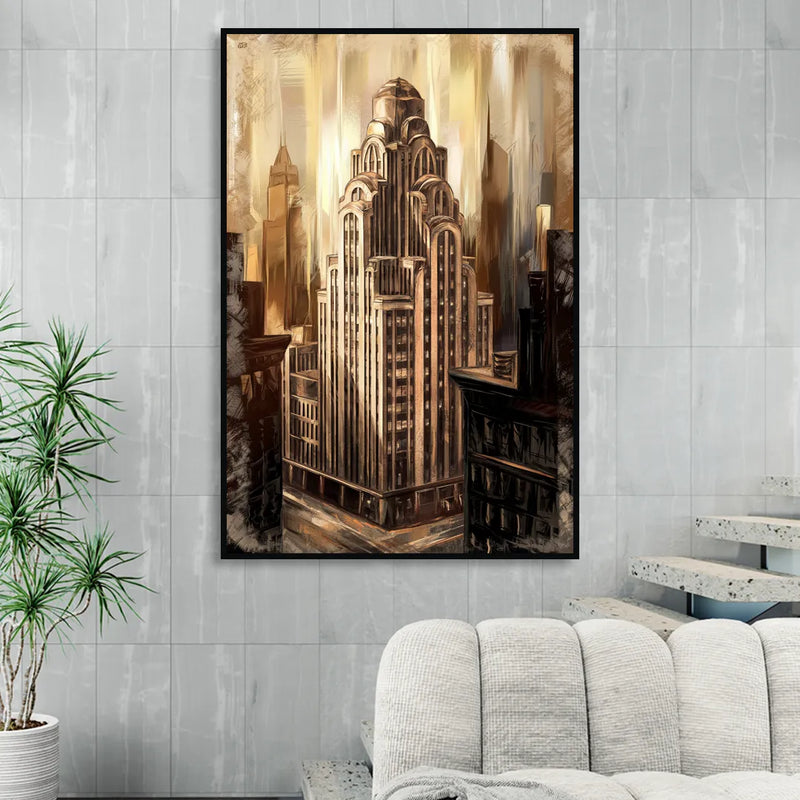 New York City Historic Architecture Sitting Room - Black Canvas Wall Art
