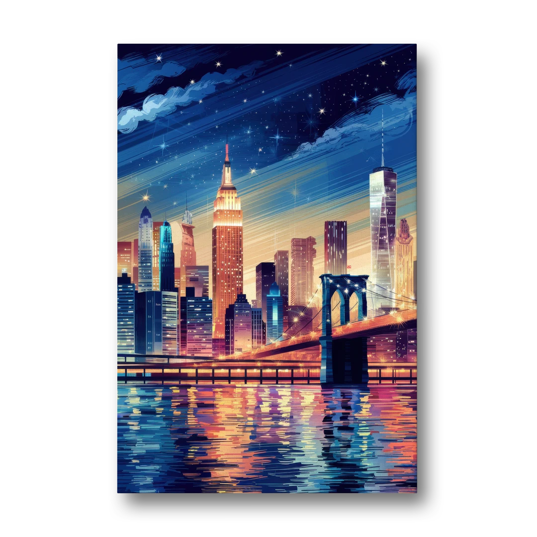 New York City Night Lights - Canvas Wall Art - Front