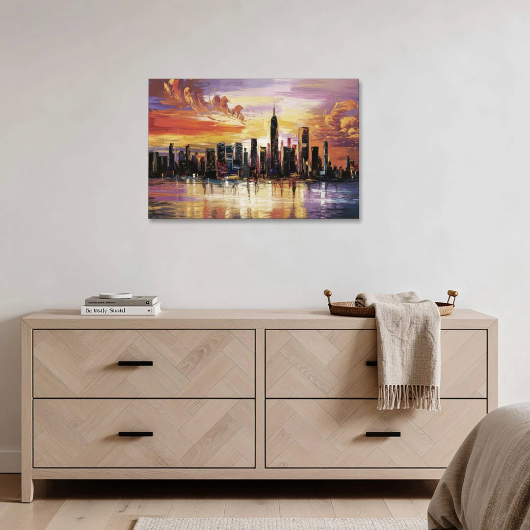 New York City Skyline At Sunset - Canvas Wall Art - Coffee Table - 36x24