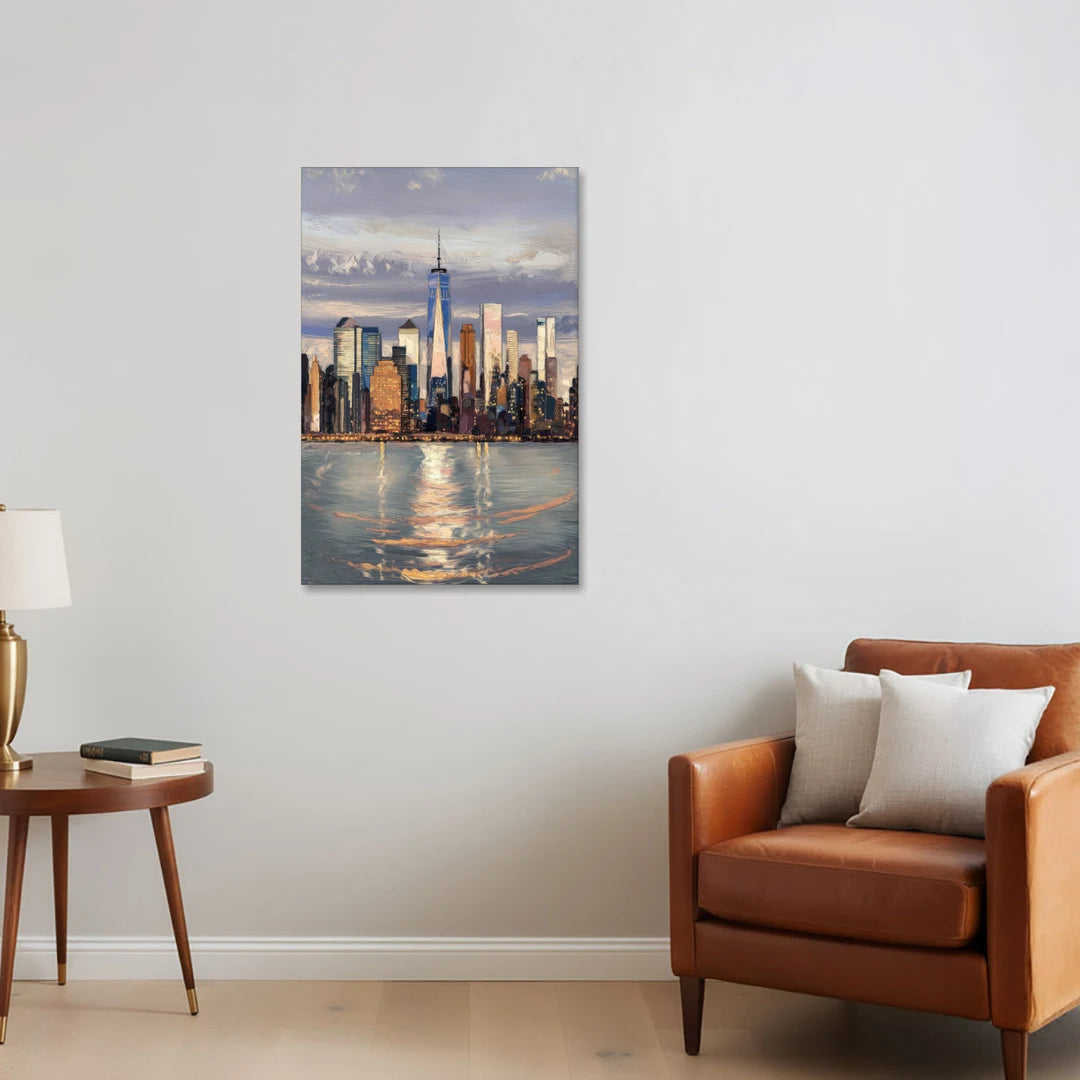 New York City Skyline Reflection - Canvas Wall Art - Sofa - 24x36