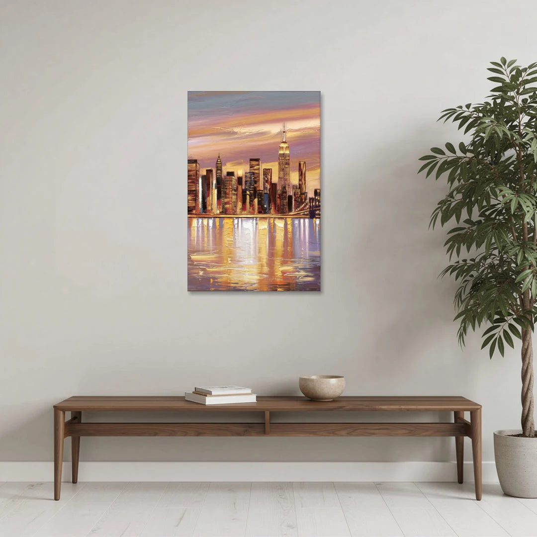 New York City Skyline at Dusk - Canvas Wall Art - Coffee Table - 24x36