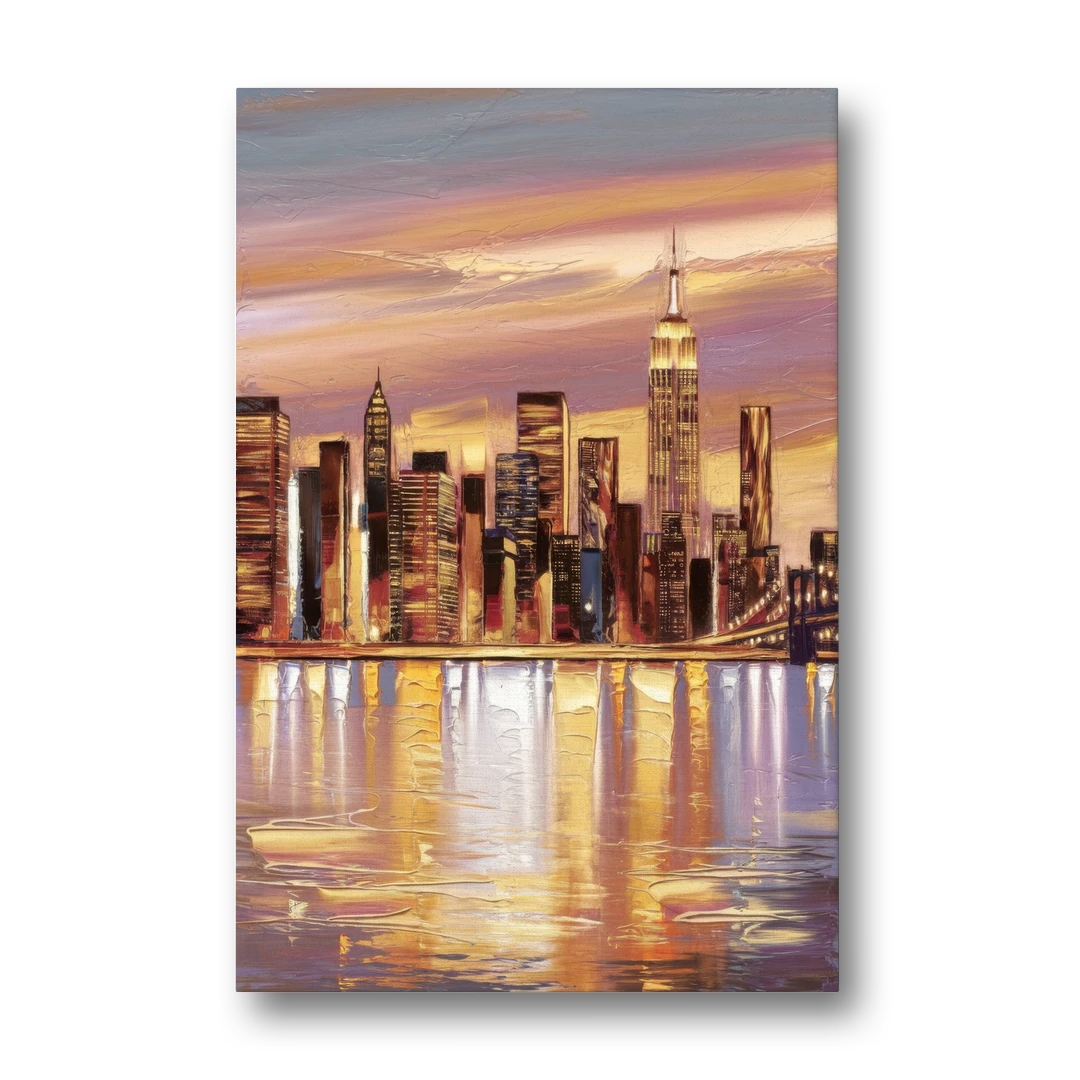 New York City Skyline at Dusk - Canvas Wall Art - Front