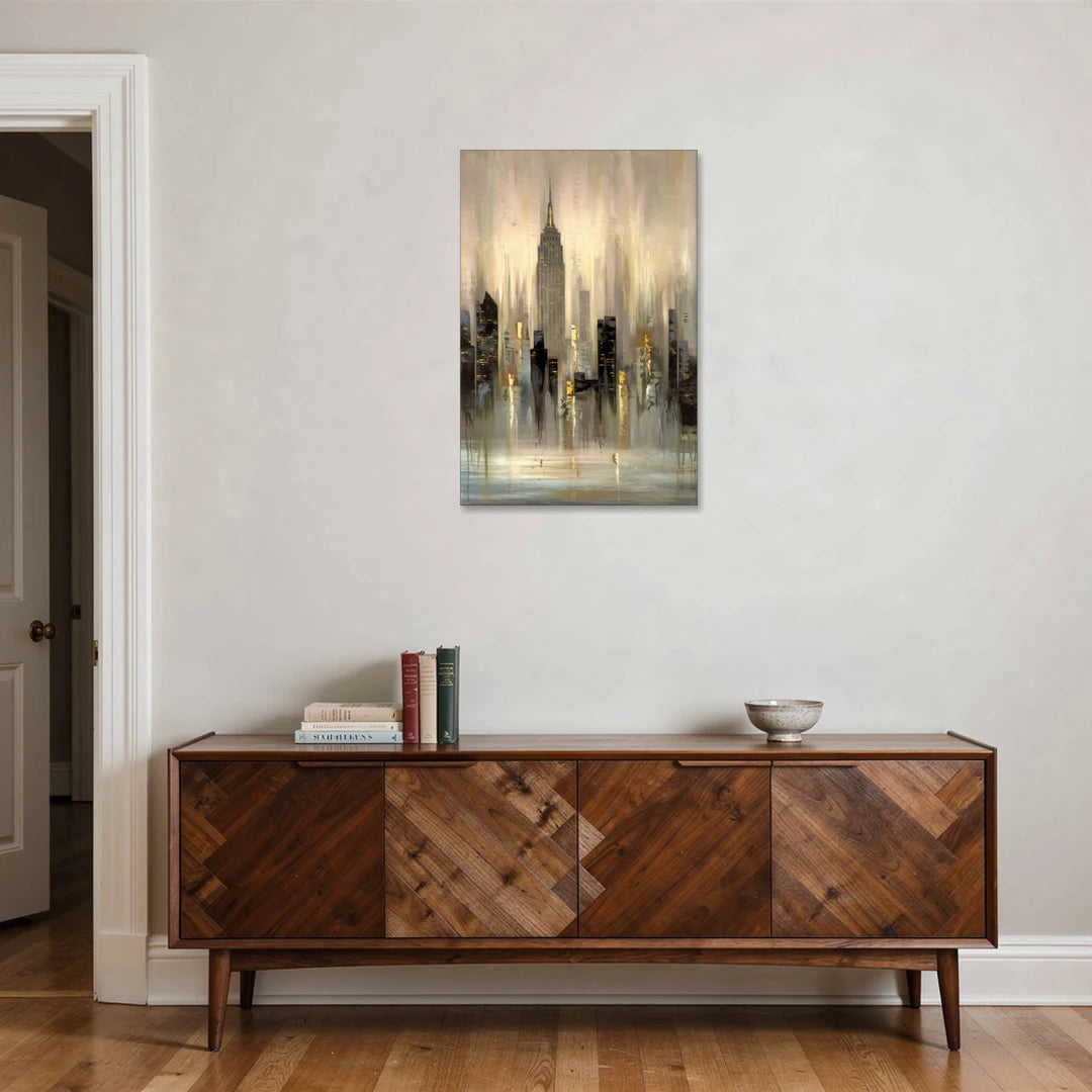 New York City Skyline in Fog - Canvas Wall Art - Coffee Table - 24x36