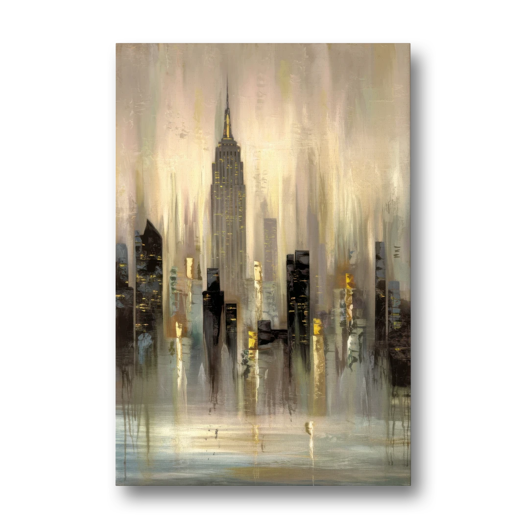 New York City Skyline in Fog - Canvas Wall Art - Front