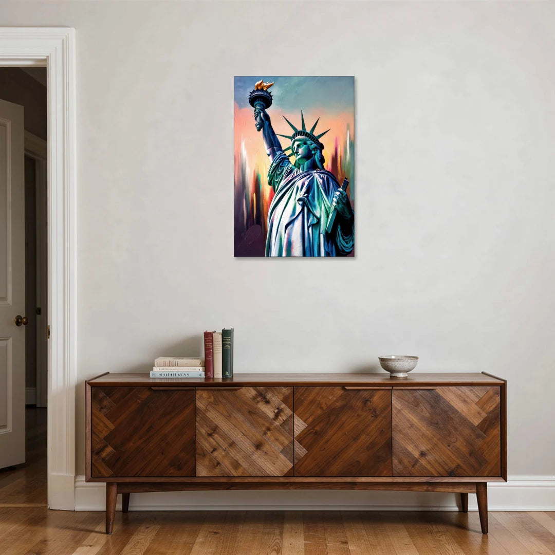 New York City Statue of Liberty Closeup Sky - Canvas Wall Art - Coffee Table - 24x36