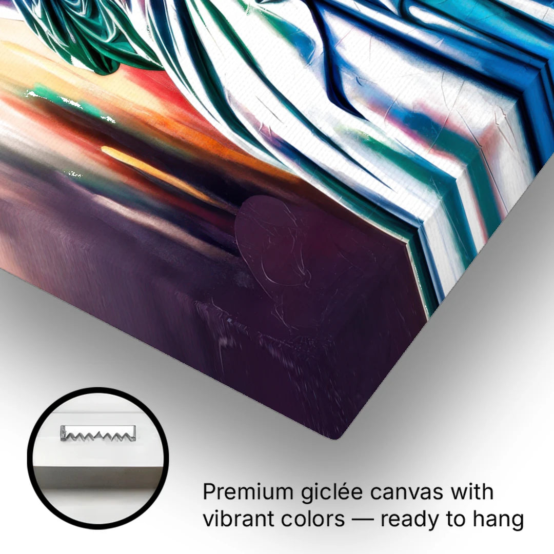 New York City Statue of Liberty Closeup Sky - Canvas Wall Art - Gallery Wrap Corner