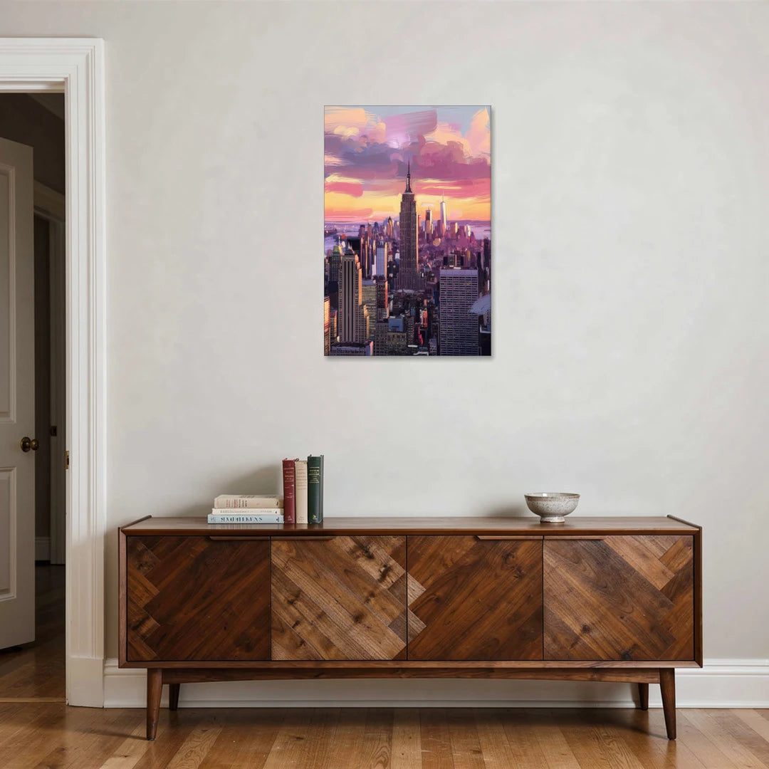 New York City Sunset Over Skyline - Canvas Wall Art - Coffee Table - 24x36
