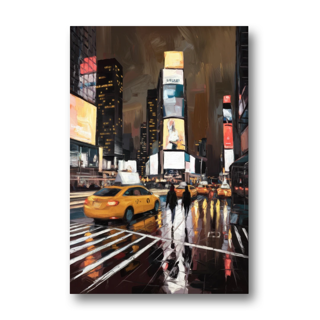 New York City Times Square in Motion Night - Canvas Wall Art - Front