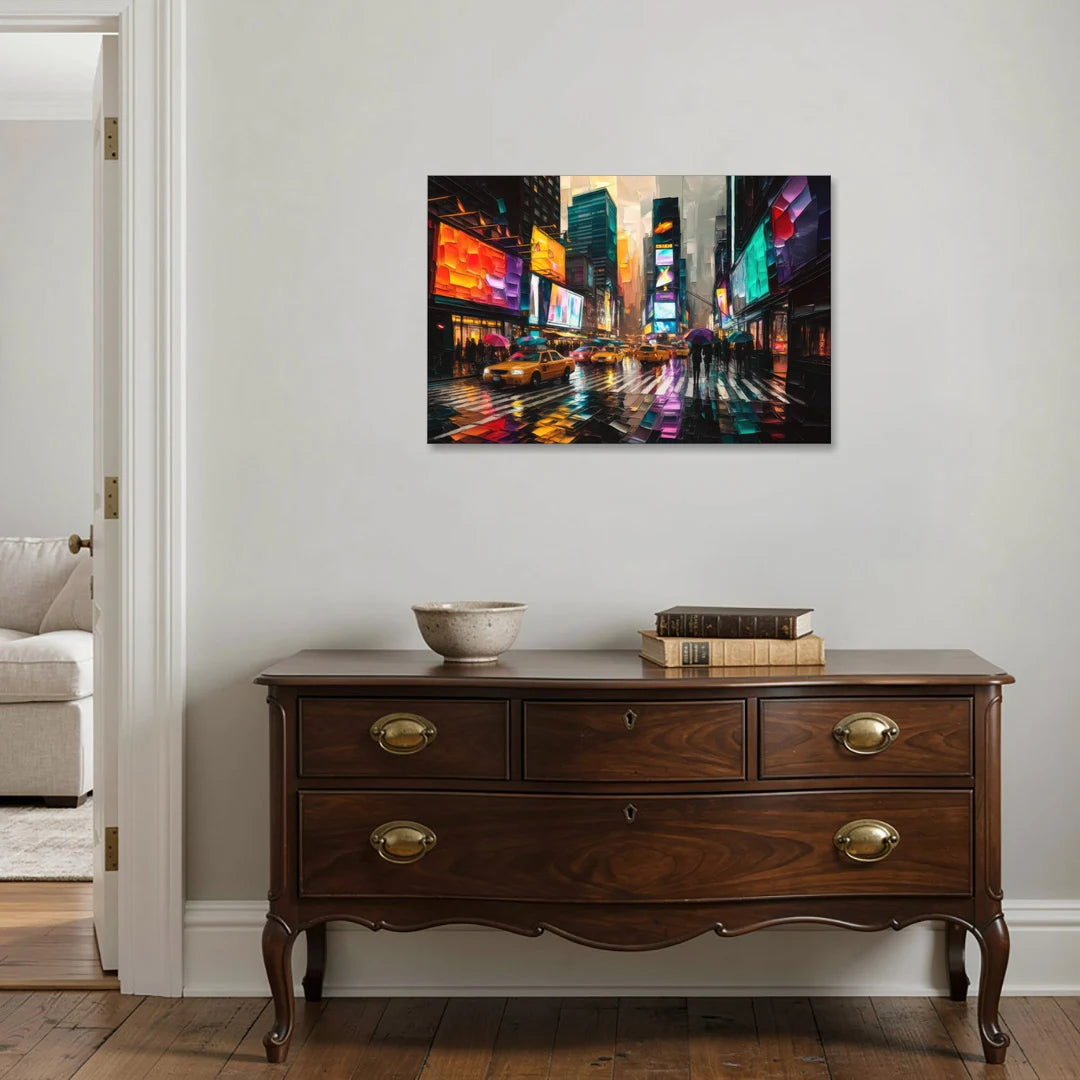 New York City Vibrant Street Scenes - Canvas Wall Art - Coffee Table - 36x24