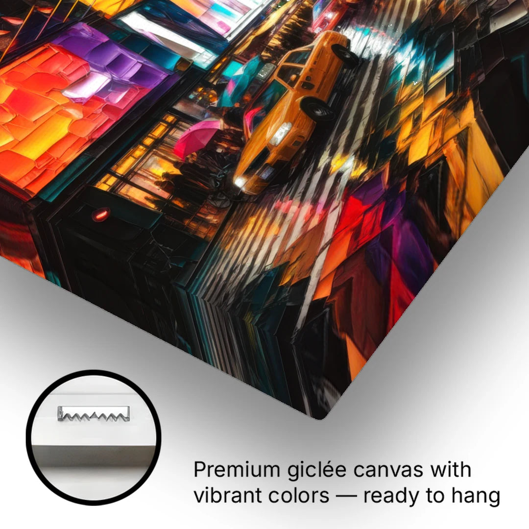 New York City Vibrant Street Scenes - Canvas Wall Art - Gallery Wrap Corner