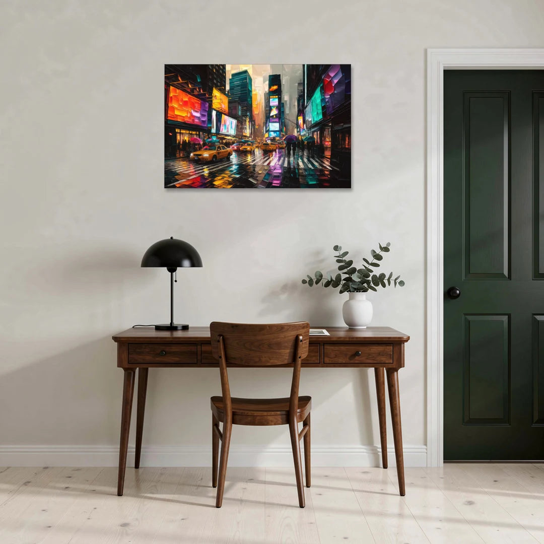 New York City Vibrant Street Scenes - Canvas Wall Art - Office - 36x24