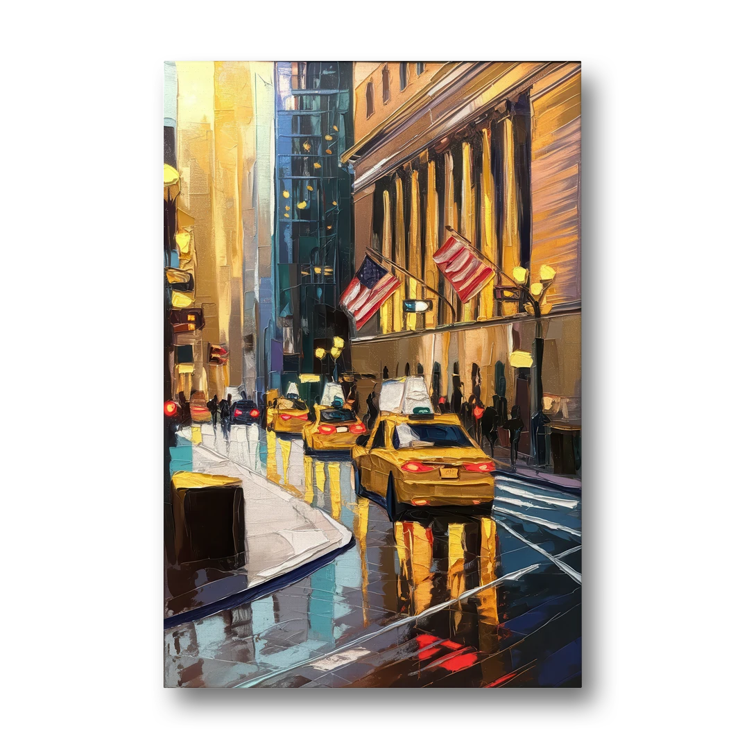 New York City Wall Street Vibes Flags - Canvas Wall Art - Front