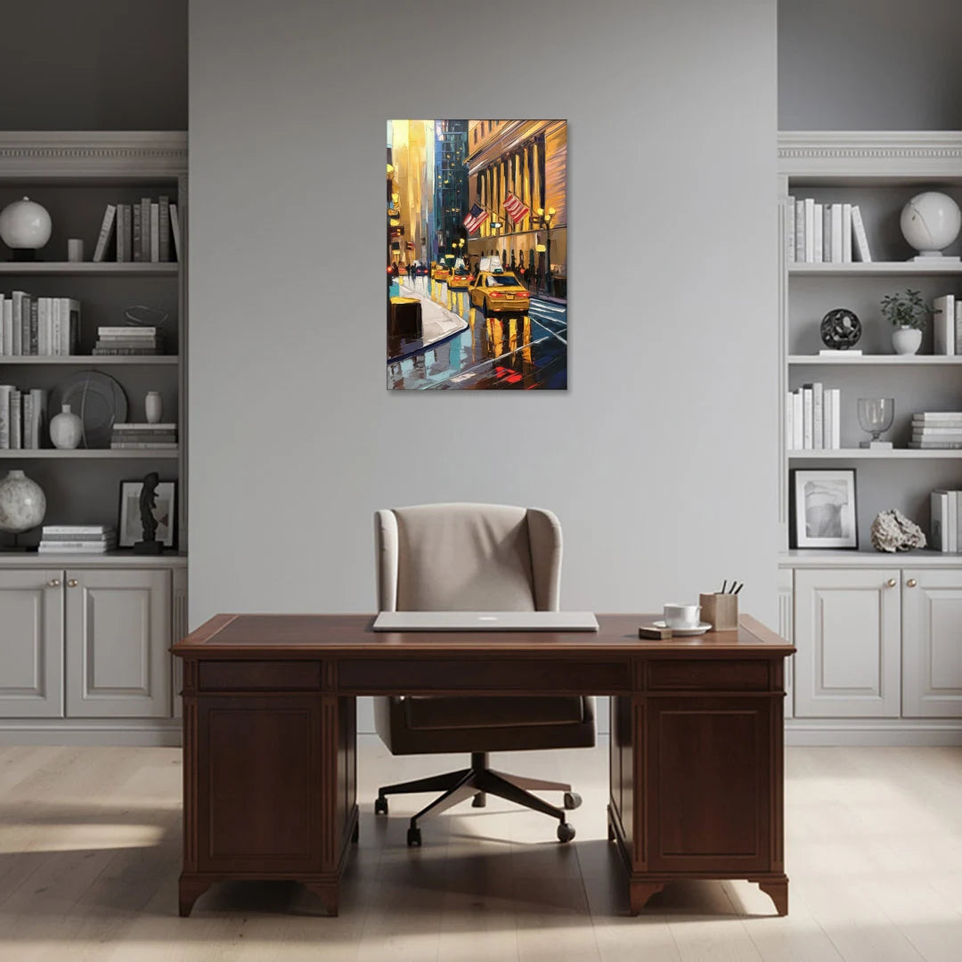 New York City Wall Street Vibes Flags - Canvas Wall Art - Office - 24x36