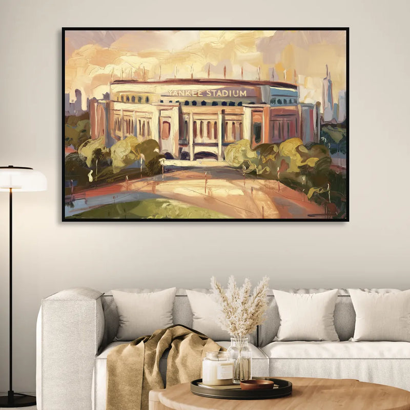 New York City Yankee Stadium Sitting Room - Black Canvas Wall Art