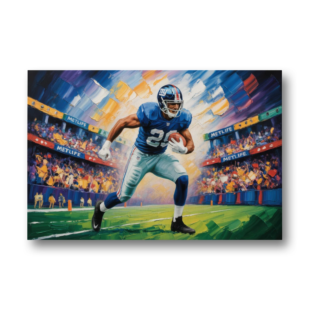 New York Giants Dynamic Impressionistic Action Art - Canvas Wall Art - Front