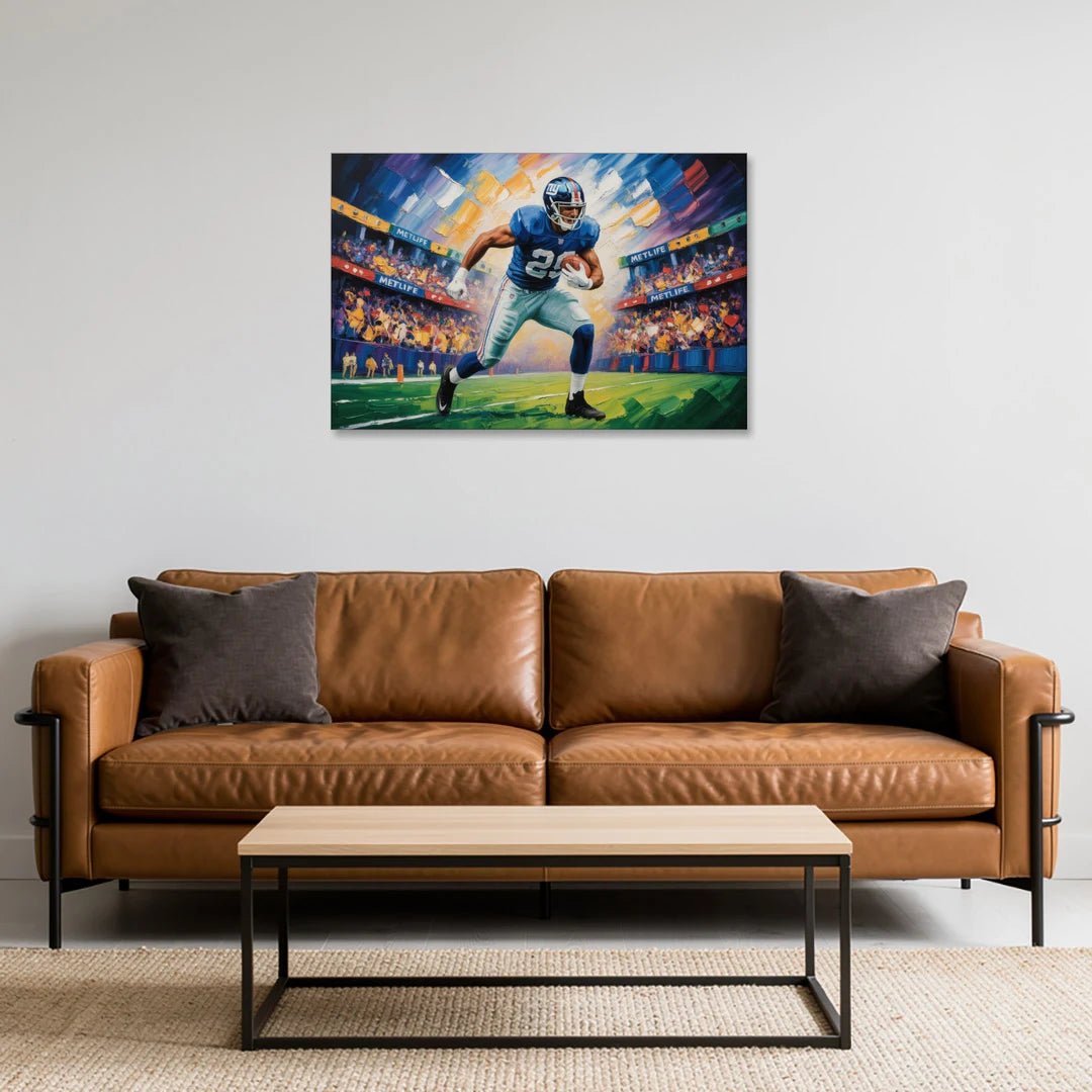 New York Giants Dynamic Impressionistic Action Art - Canvas Wall Art - Sofa - 36x24