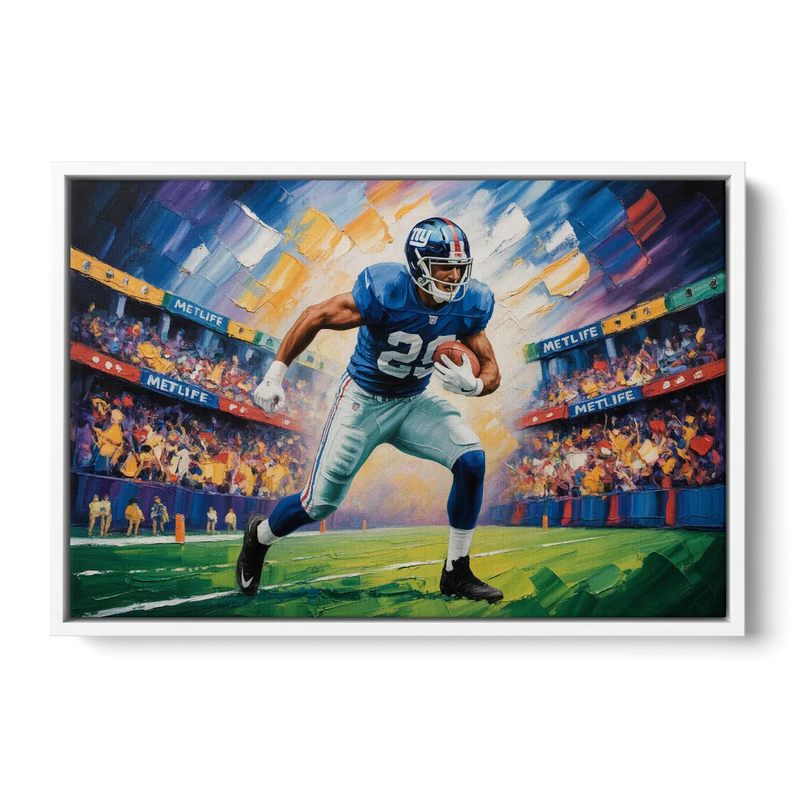 New York Giants Dynamic Impressionistic Action Art Front - White Canvas Wall Art