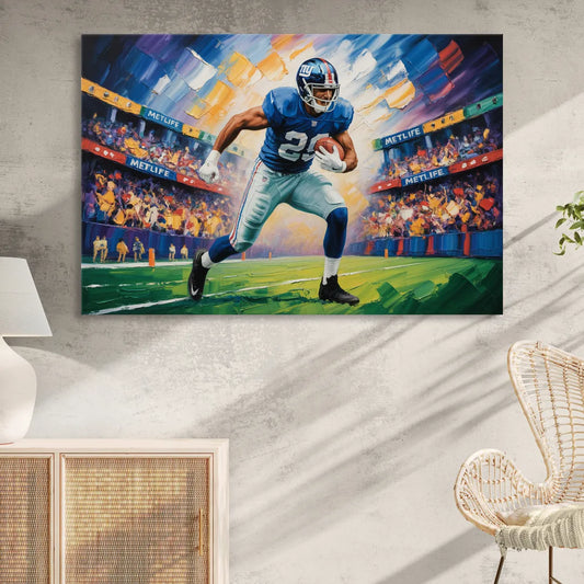 New York Giants Dynamic Impressionistic Action Art Living Room - Canvas Wall Art