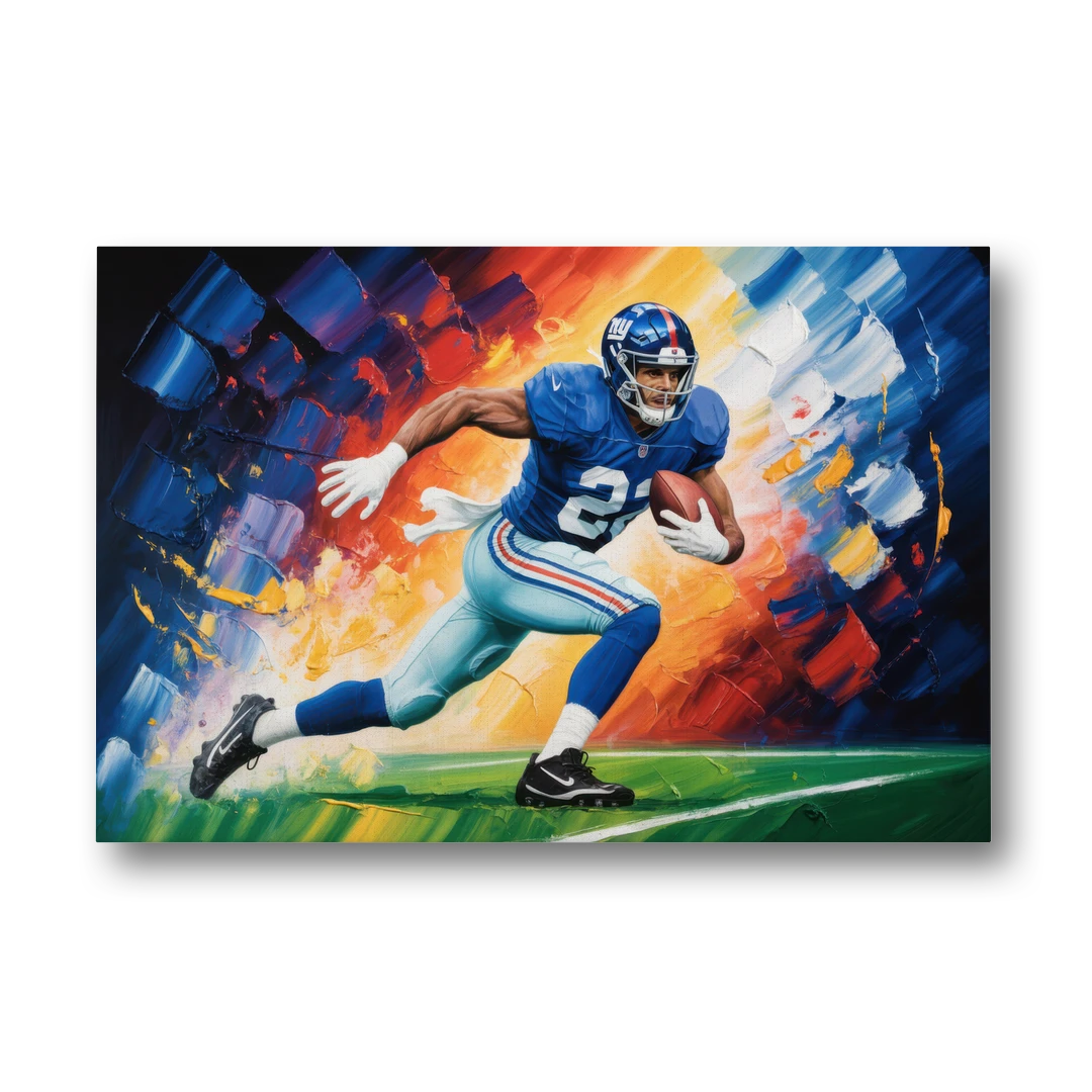 New York Giants Impressionistic Football Action Art - Canvas Wall Art - Front