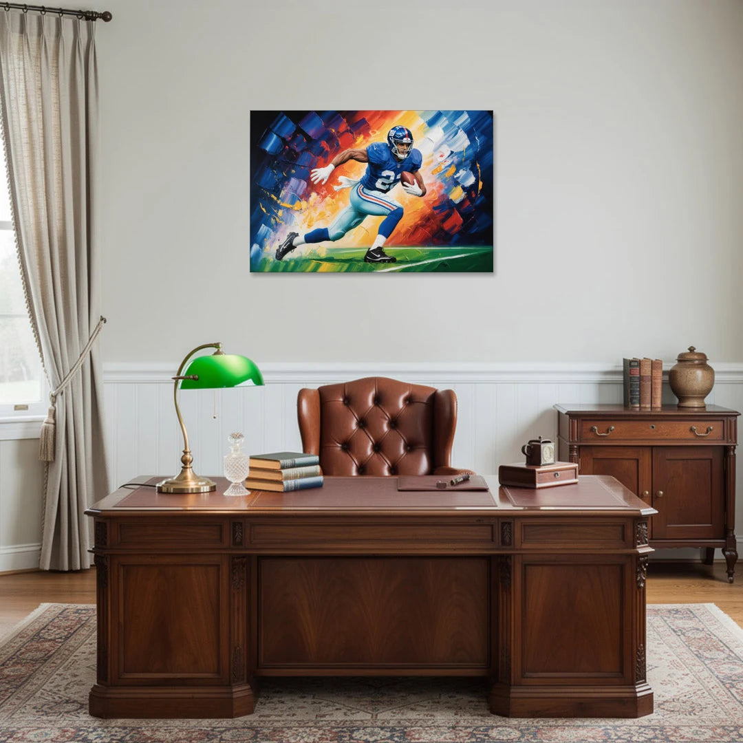 New York Giants Impressionistic Football Action Art - Canvas Wall Art - Office - 36x24