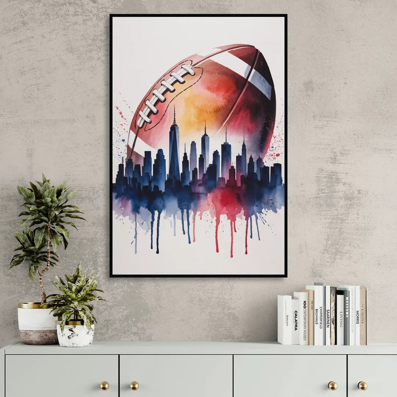 New York Giants Skyline Game Sitting Room - Black Canvas Wall Art