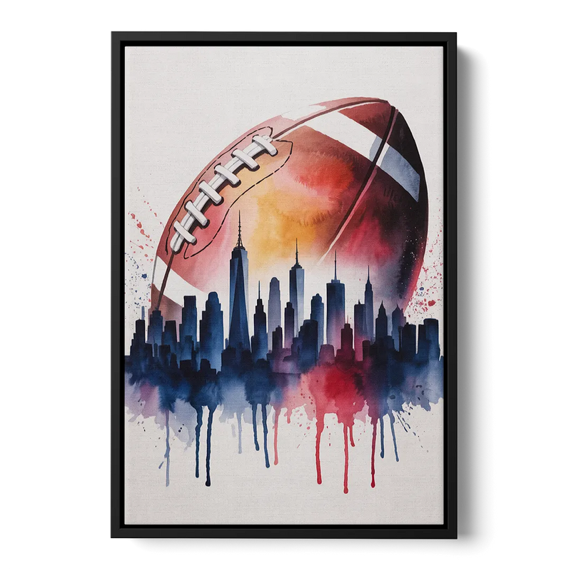 New York Giants Skyline Game Front - Black Canvas Wall Art