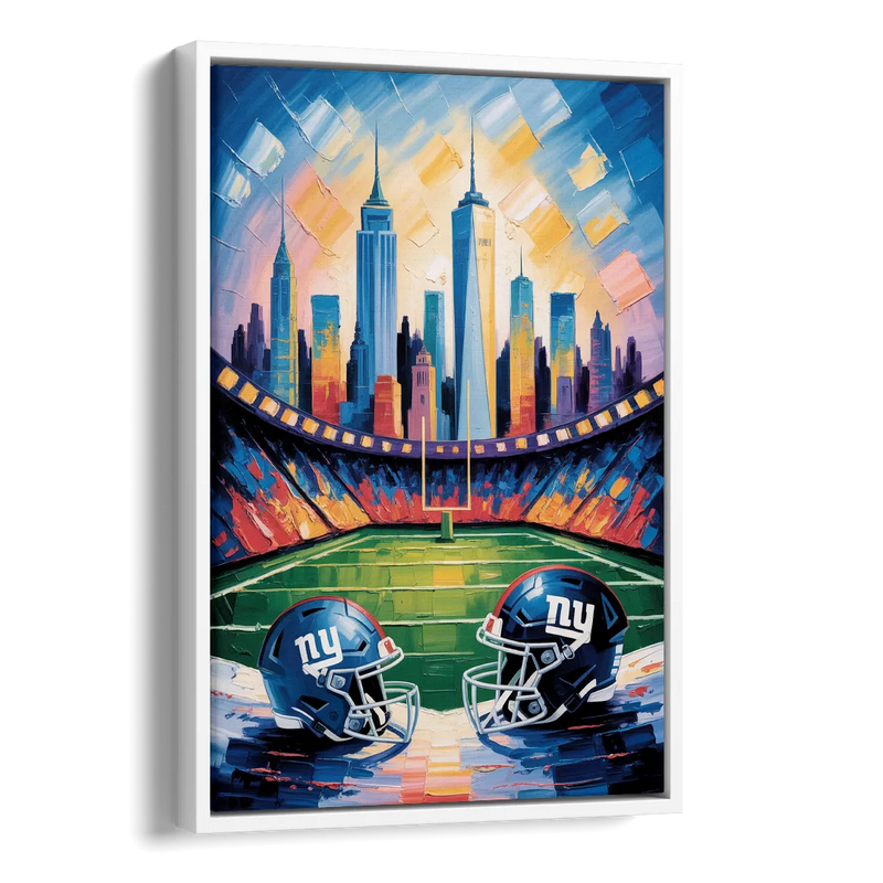 New York Giants Skyline Stadium Side - White Canvas Wall Art