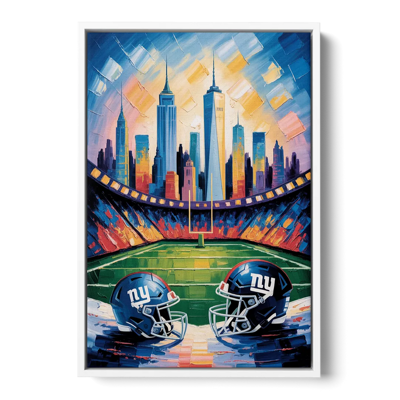New York Giants Skyline Stadium Front - White Canvas Wall Art