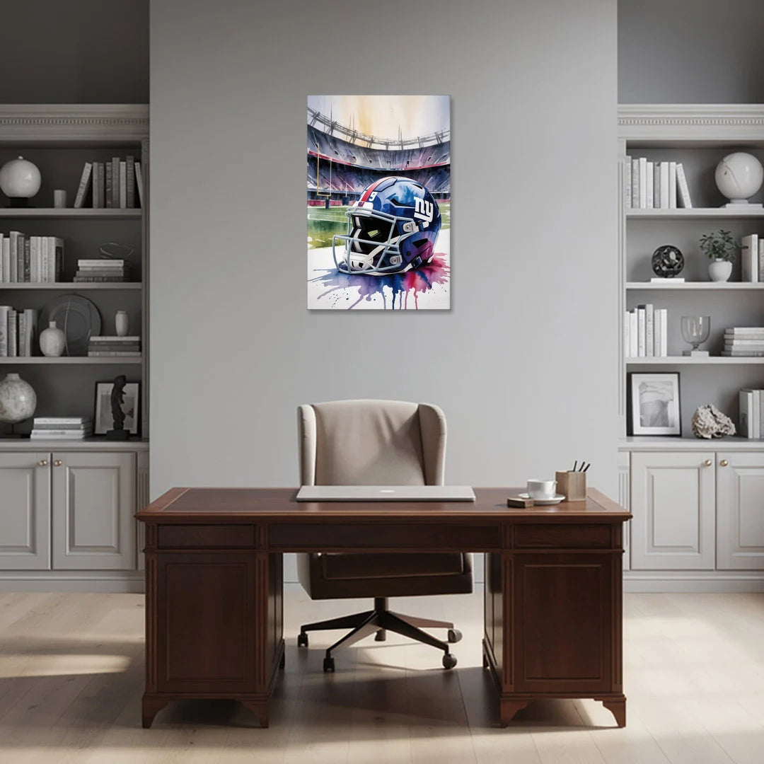 New York Giants Watercolor Helmet and Stadium Art - Canvas Wall Art - Office - 24x36
