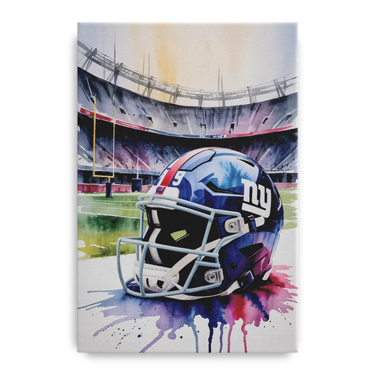 New York Giants Watercolor Helmet and Stadium Art - Canvas Wall Art