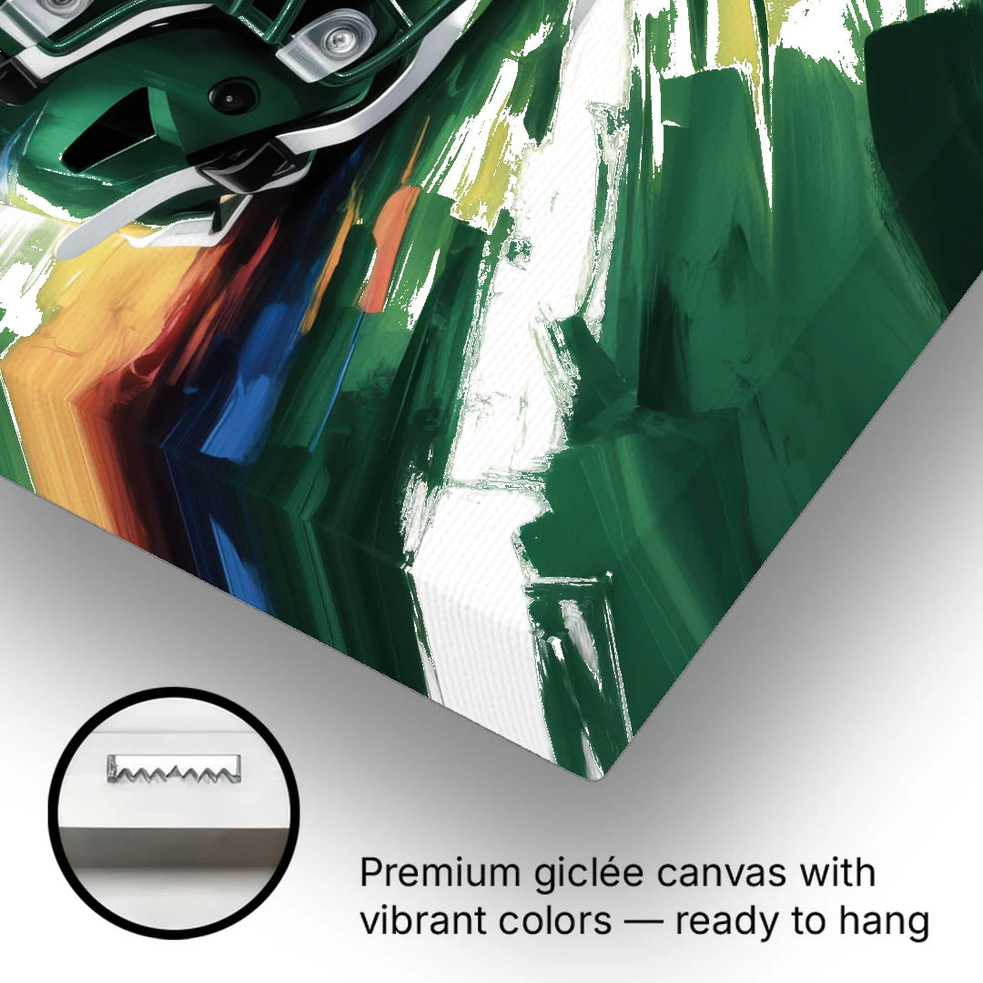 New York Jets Energetic Impressionist Football Helmet Artwork - Canvas Wall Art - Gallery Wrap Corner