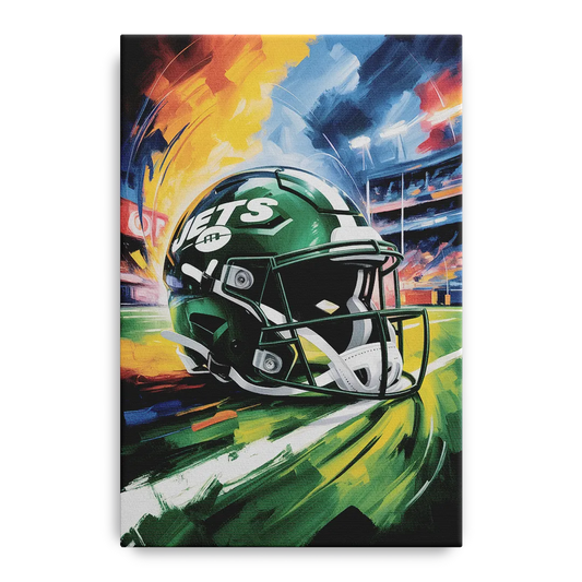 New York Jets Energetic Impressionist Football Helmet Artwork - Canvas Wall Art
