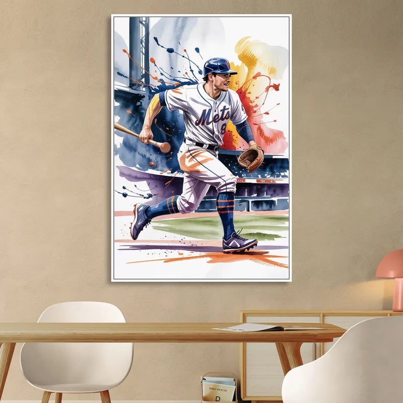 New York Mets Championship Game Living Room - White Canvas Wall Art