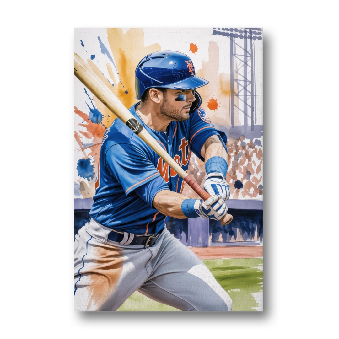 New York Mets Home Run Swing - Canvas Wall Art - Front