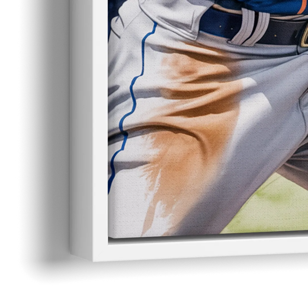 New York Mets Home Run Swing - Close-Up White Frame Canvas
