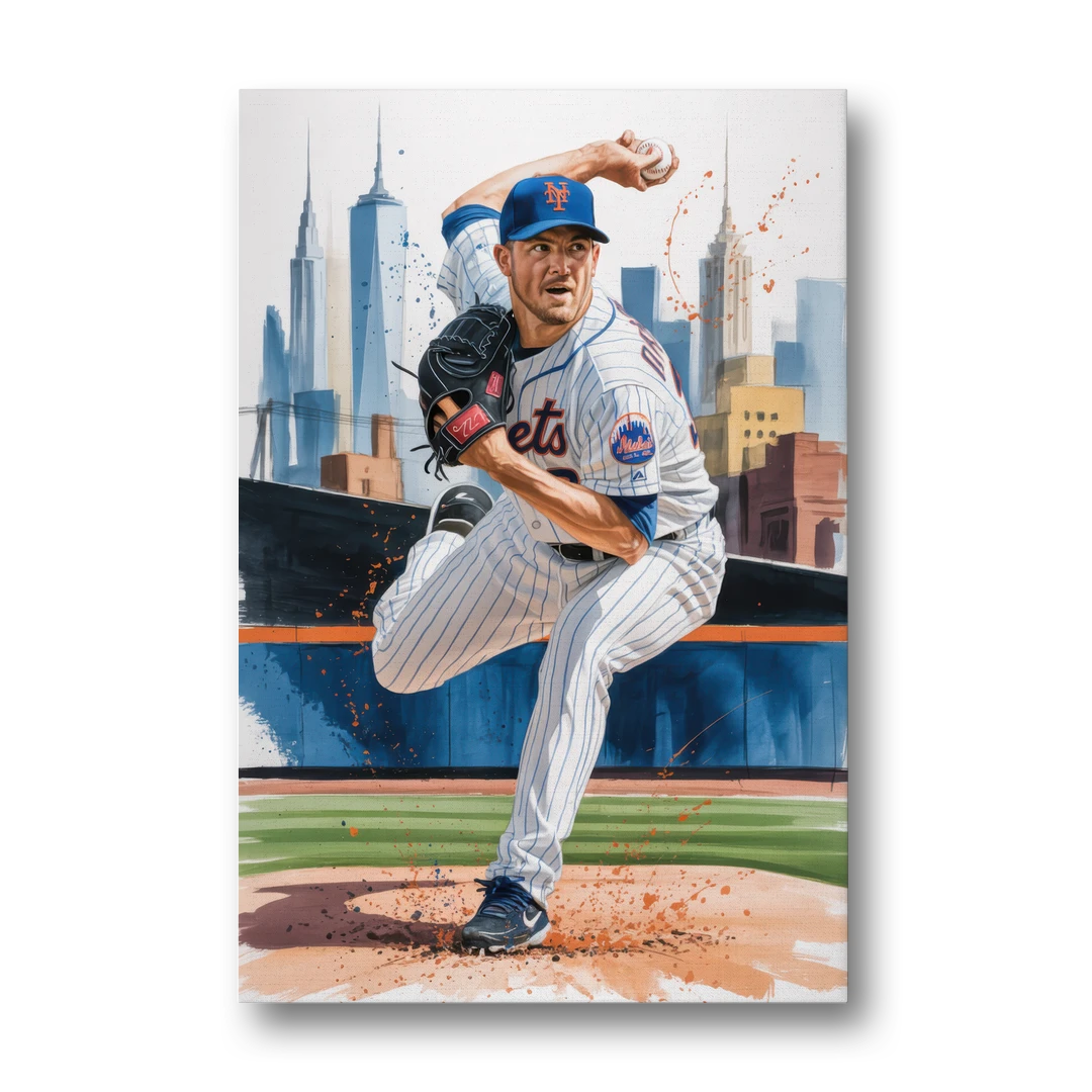 New York Mets Pitcher Windup - Canvas Wall Art - Front