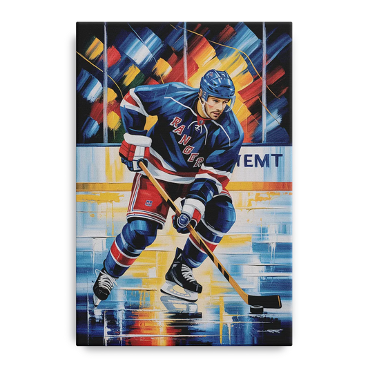 New York Rangers Abstract Hockey Impressionism - Canvas Wall Art