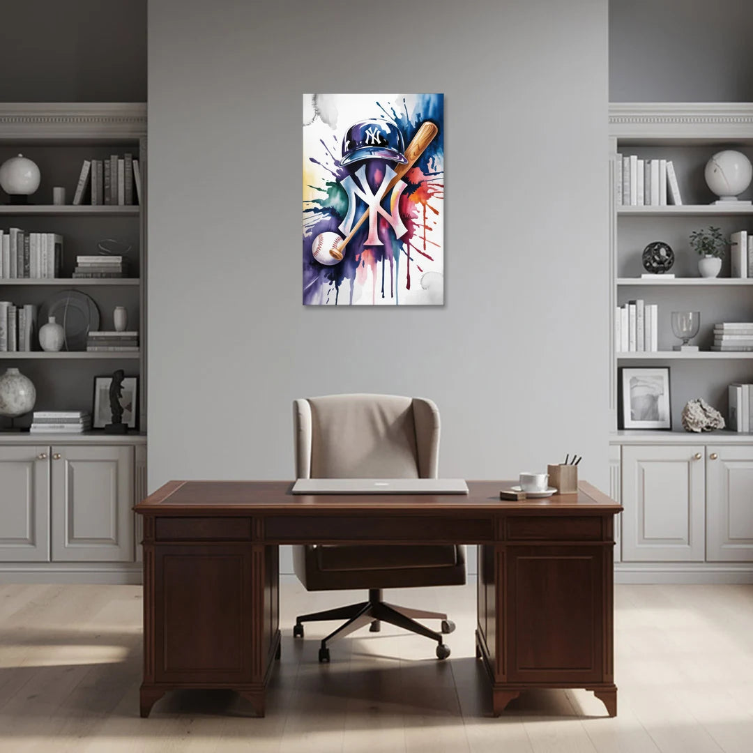 New York Yankees Emblem - Canvas Wall Art - Office - 24x36