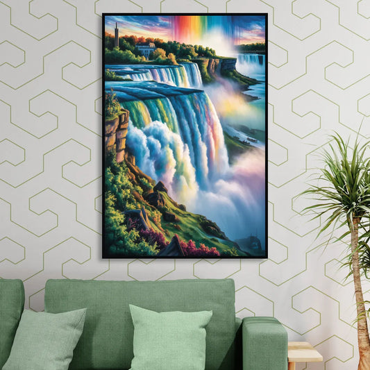 Niagara Falls Close Up Living Room - Black Canvas Wall Art