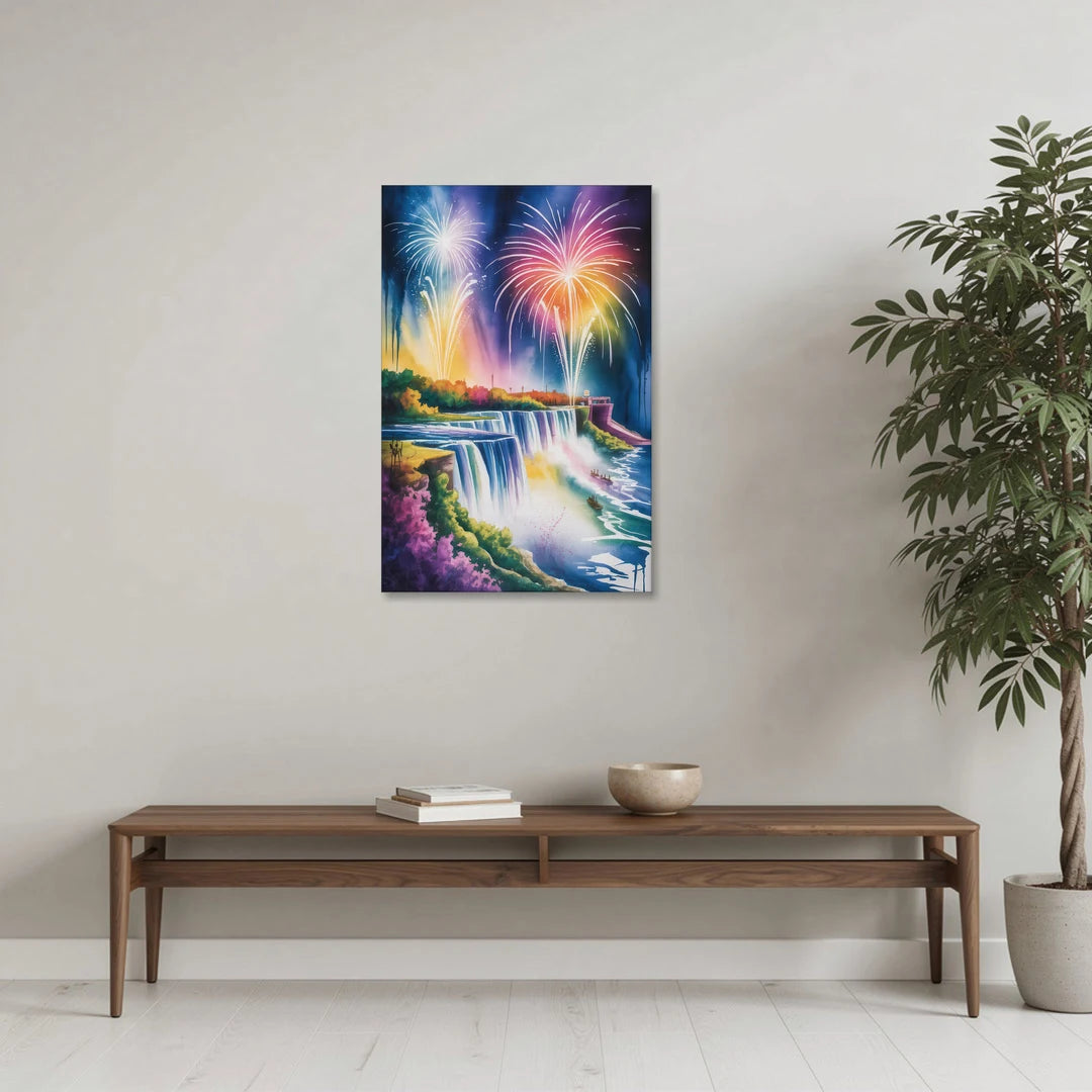 Niagara Falls Fireworks Show - Canvas Wall Art - Coffee Table - 24x36