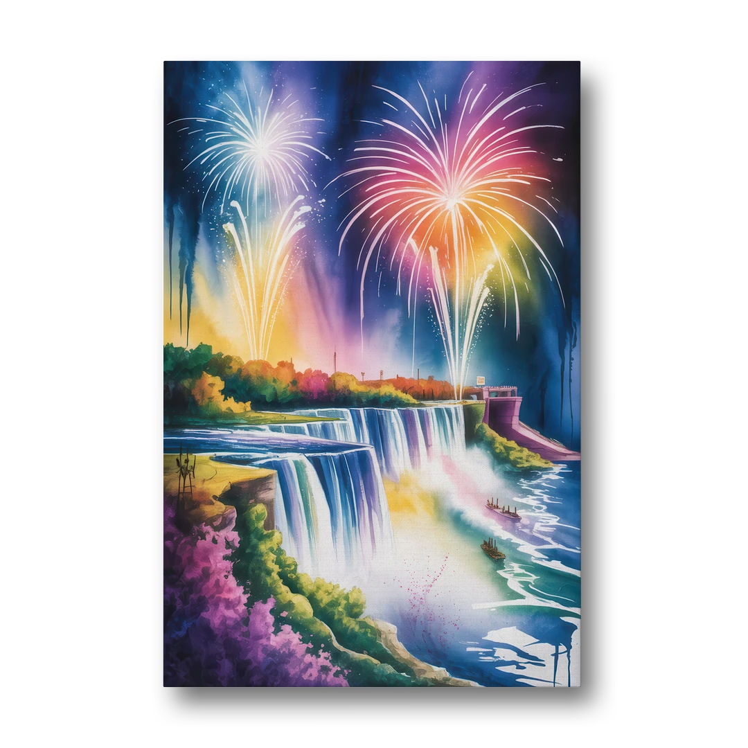 Niagara Falls Fireworks Show - Canvas Wall Art - Front