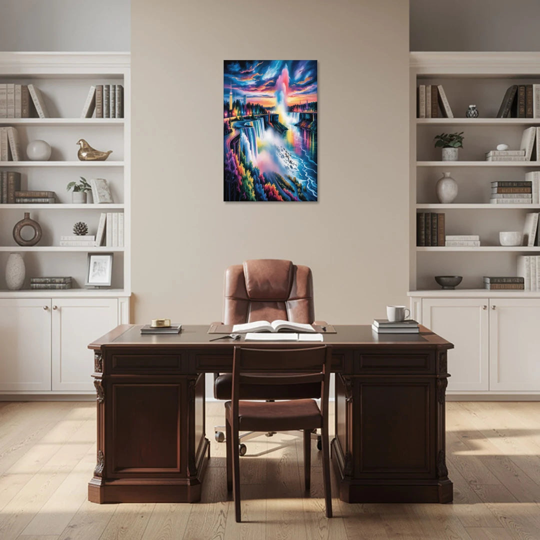 Niagara Falls Light Show - Canvas Wall Art - Office - 24x36