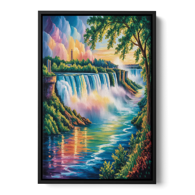 Niagara Falls Nature Trail Front - Black Canvas Wall Art